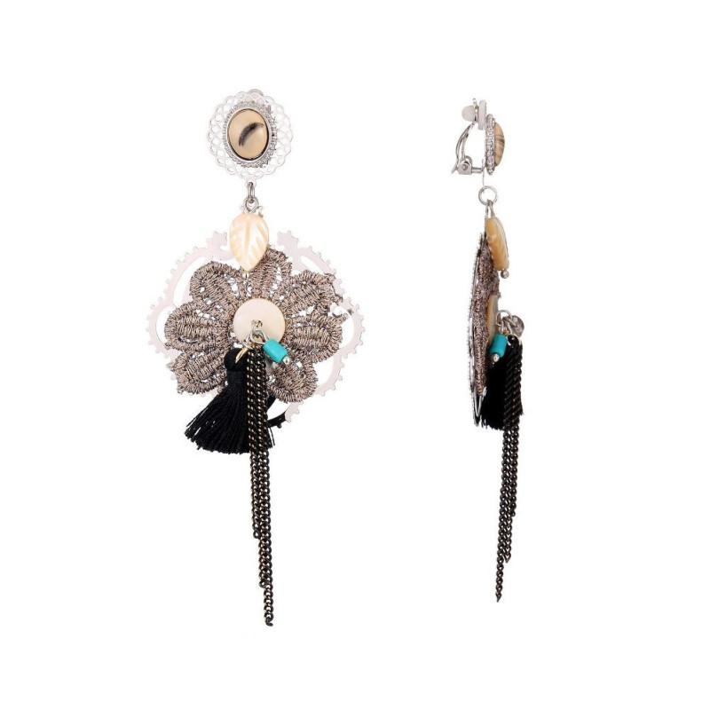 Lara - Boucles d'oreilles clip gris