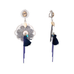 Lara - Boucles d'oreilles clip bleu