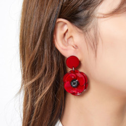Flora - Boucle d'oreille clip rouge