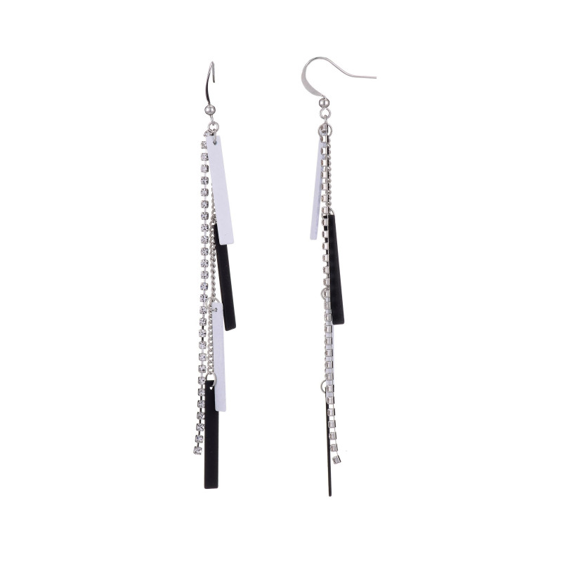 Bluette - Boucle d'oreille blanche noire