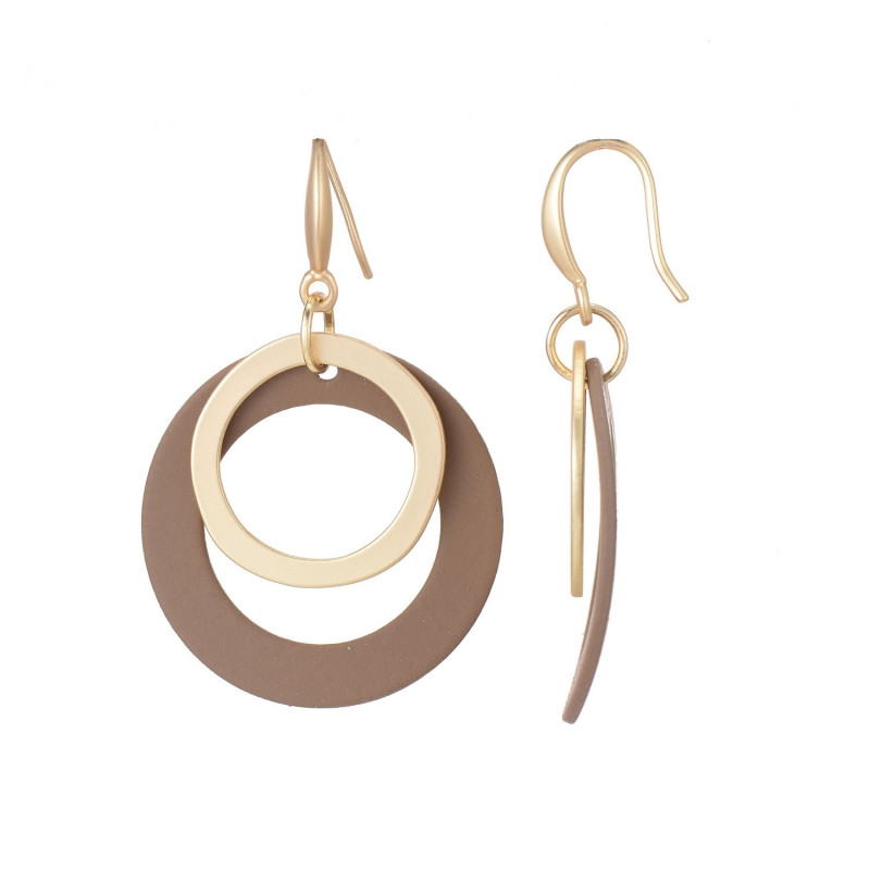 Bayda - Boucle d'oreille crochet taupe