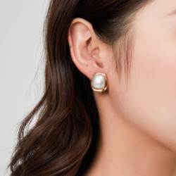 Sabra - Boucle d'oreille clip blanche