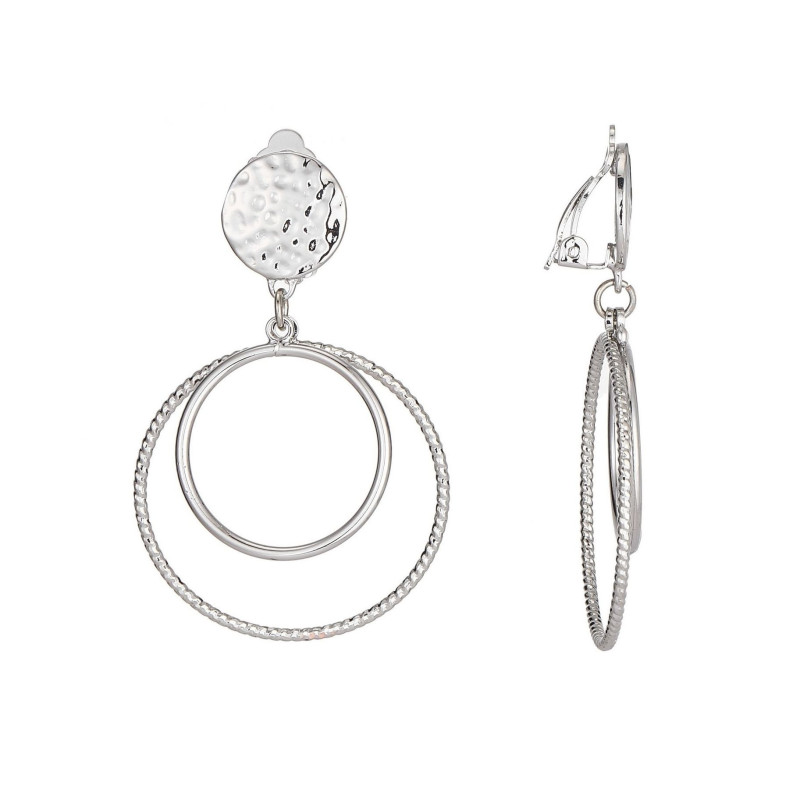 Ghanima - Boucle d'oreille clip argentée