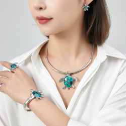 Onyeka - Bague argentée bleue